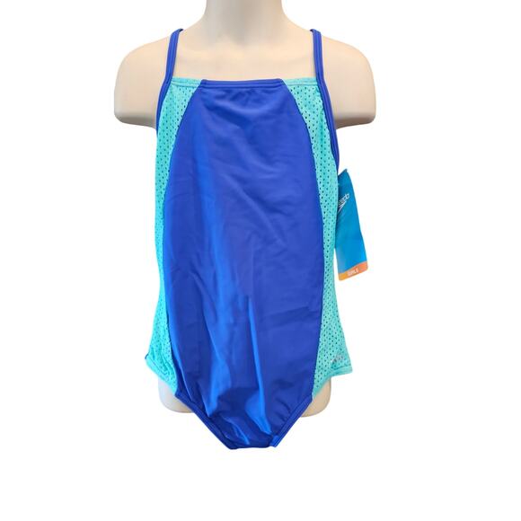 NWT Girls youth speedo no wedgie swim suit full coverage modest sz 12 NEW - Picture 1 of 8